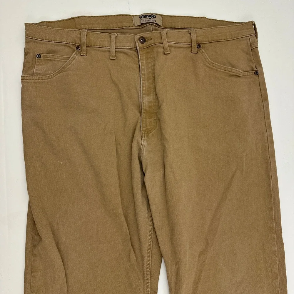 Wrangler Authentics Pants Mens 44x32 Beige Straight Leg Twill